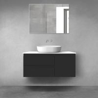Oltens Vernal bathroom furniture set 100 cm with countertop, matte black/white gloss 68206300