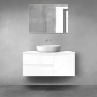 Oltens Vernal bathroom furniture set 100 cm with countertop, white gloss 68201000