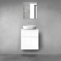 Oltens Vernal bathroom furniture set 60 cm with countertop, white gloss 68218000