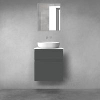 Oltens Vernal bathroom furniture set 60 cm with countertop, matte graphite/white gloss 68226400