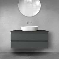 Oltens Vernal Waschbeckenunterschrank wandhängend 100 cm mit Waschbeckenplatte grafitfarben matt/schwarz matt 68120400