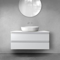 Oltens Vernal Waschbeckenunterschrank wandhängend 100 cm mit Waschbeckenplatte grau matt/weiß glänzend 68123700