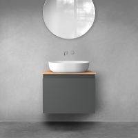 Oltens Vernal Waschbeckenunterschrank wandhängend 60 cm mit Waschbeckenplatte grafitfarben matt/Eiche 68111400