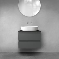 Oltens Vernal wall-mounted base unit 60 cm with countertop, matte graphite/matte black 68118400