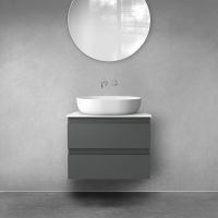 Oltens Vernal Waschbeckenunterschrank wandhängend 60 cm mit Waschbeckenplatte grafitfarben matt/weiß glänzend 68121400