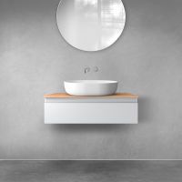 Oltens Vernal wall-mounted base unit 80 cm with countertop, matte grey/oak 68108700