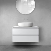 Oltens Vernal wall-mounted base unit 80 cm with countertop, matte grey/white gloss 68122700