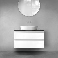 Oltens Vernal wall-mounted base unit 80 cm with countertop, white gloss/matte black 68119000