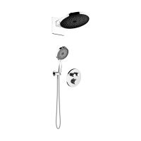 Oltens Onega concealed bath and shower mixer set with Vann rain shower head and Havis EasyClick 3-function hand shower, chrome 36068100