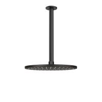 Oltens Atran deszczownica 22x22 cm okrągła z ramieniem sufitowym Aera czarny mat 36084300