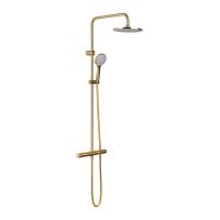 Oltens Atran thermostatic shower set with round rainshower head brushed gold 36500810