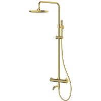 Oltens Molle Numa wall-mounted bath and shower set with rain shower head, brushed gold 36506810