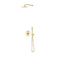 Oltens Molle flush-mounted mixer tap with 22 cm Atran rainfall shower head and Ume shower set, gold gloss finish 36614800