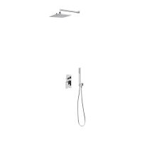 Oltens Gota flush-mounted mixer tap with 22 cm Atran rainfall shower head and Sog shower set, chrome gloss finish 36616100