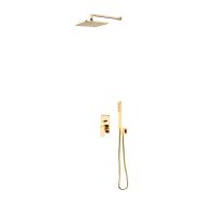 Oltens Gota flush-mounted mixer tap with 22 cm Atran rainfall shower head and Sog shower set, gold gloss finish 36616800