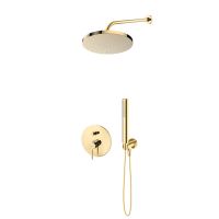 Oltens Molle-Set: Unterputz-Wannen- und Duscharmatur mit 25-cm-Pluva-Regenduschkopf und Ume-Handbrause, goldglänzend, 36639800
