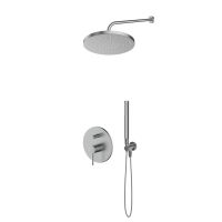 Oltens Molle-Set: Unterputz-Wannen- und Duscharmatur mit 25 cm Pluva-Regenduschkopf und Ume-Handbrause, Nickel 36639910