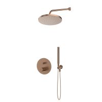 Oltens Hamnes set: concealed mixer tap with a 25 cm Pluva rain shower head and a Ume hand shower in brushed copper 36643610