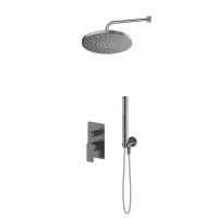 Oltens Hadsel-Set: Unterputzarmatur mit 25-cm-Regendusche „Pluva“ und Handbrause „Ume“ in Graphit 36645400