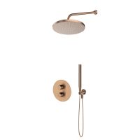 Oltens Katla Set: Thermostat-Unterputzarmatur mit 25 cm Pluva-Regendusche und Ume-Handbrause, gebürstetes Kupfer, 36647610