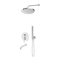 Oltens Molle-Set: Unterputzarmatur mit Wannenauslauf, 25 cm Pluva-Regendusche und Ume-Handbrause, Chrom 36652100