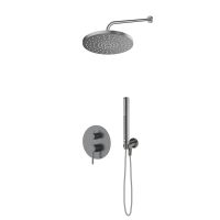 Oltens Molle-Set: Unterputz-Duscharmatur mit 25-cm-Regenbrause „Pluva“ und Handbrause „Ume“ in Graphit, Art.-Nr. 36654400