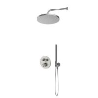 Zestaw Oltens Onega bateria wannowo-prysznicowa podtynkowa termostatyczna z deszczownicą 25 cm Pluva i kompletem prysznicowym Ume nikiel 36655910