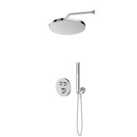 Zestaw Oltens Onega bateria wannowo-prysznicowa podtynkowa termostatyczna z deszczownicą 30 cm Alvo i kompletem prysznicowym Ume chrom 36656100