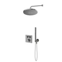 Zestaw Oltens Onega (S) bateria wannowo-prysznicowa podtynkowa termostatyczna z deszczownicą 25 cm Pluva i kompletem prysznicowym Ume grafit 36657400