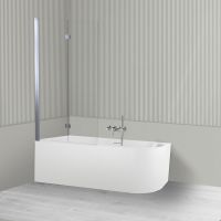 Oltens Delva Sela zestaw wanna wolnostojąca narożna 170x80 cm akrylowa lewa biała z parawanem nawannowym 115 cm 2-częściowy chrom 18005000