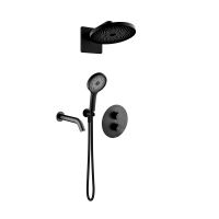 Oltens Katla set podomítková vanová a sprchová baterie s dešťovou sprchou Vann a 3funkční sprchovou hlavicí Havis EasyClick, matná černá 36065300