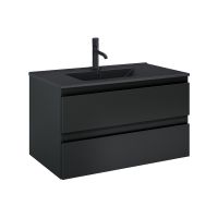 Oltens Vernal Set: Waschbecken mit Schrank 80 cm schwarz matt 68037300
