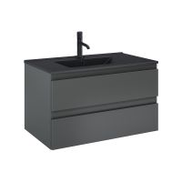 Oltens Vernal Set: Waschbecken mit Schrank 80 cm schwarz matt/grafitfarben matt 68037400