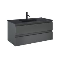 Oltens Vernal Set: Waschbecken mit Schrank 100 cm schwarz matt/grafitfarben matt 68038400