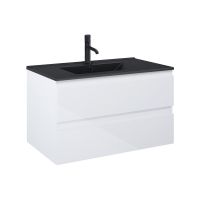 Oltens Vernal Set: Waschbecken mit Schrank 80 cm schwarz matt/weiß glänzend 68037000