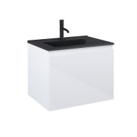 Oltens Vernal Set: Waschbecken mit Schrank 60 cm schwarz matt/weiß glänzend 68013000
