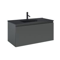 Oltens Vernal Set: Waschbecken mit Schrank 100 cm schwarz matt/grafitfarben matt 68017400
