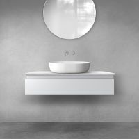 Zestaw Oltens Vernal szafka 100 cm podumywalkowa wisząca z blatem szary mat/jasny marmur 68708700