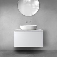 Zestaw Oltens Vernal szafka 80 cm podumywalkowa wisząca z blatem Tera szary mat/jasny marmur 68711700