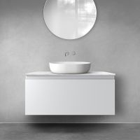 Zestaw Oltens Vernal szafka 100 cm podumywalkowa wisząca z blatem Tera szary mat/jasny marmur 68712700