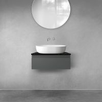 Zestaw Oltens Vernal szafka 60 cm podumywalkowa wisząca z blatem Tera grafit mat/czarny marmur 68714400