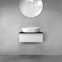 Zestaw Oltens Vernal szafka 60 cm podumywalkowa wisząca z blatem Tera szary mat/czarny marmur 68714700