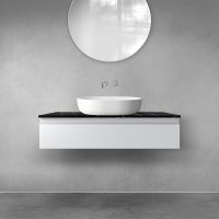 Zestaw Oltens Vernal szafka 100 cm podumywalkowa wisząca z blatem Tera szary mat/czarny marmur 68716700