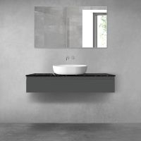 Zestaw Oltens Vernal szafka 120 cm podumywalkowa wisząca z blatem Tera grafit mat/czarny mat 68717400