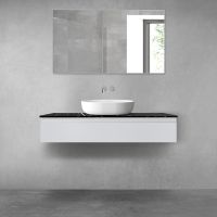 Oltens Vernal szafka 120 cm podumywalkowa wisząca z blatem Tera szary mat/czarny marmur 68717700