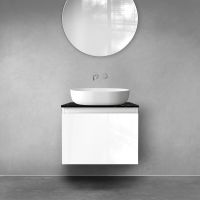 Oltens Vernal szafka 60 cm podumywalkowa wisząca z blatem Tera biały połysk/czarny marmur 68718000