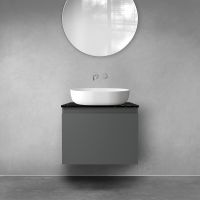 Zestaw Oltens Vernal szafka 60 cm podumywalkowa wisząca grafit mat/czarny marmur 68718400