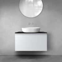 Zestaw Oltens Vernal szafka 80 cm podumywalkowa wisząca z blatem Tera szary mat/czarny marmur 68719700