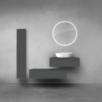 Oltens Vernal zestaw szafek podumywalkowych z blatem 80 i 100 cm i szafką boczną 35 cm grafit mat 68696400