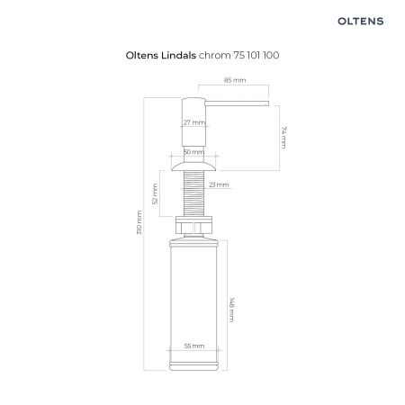 Oltens Lindals liquid dispenser 300 ml, chrome finish 75101100